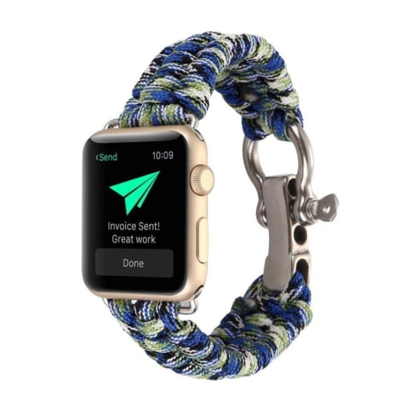 Apple Watch Series 4 40mm klockarmband med flätat rep - Blå / Grön multifärg