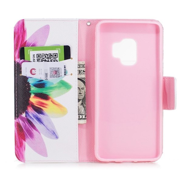 Samsung Galaxy S9 Printet Mønster PU læder flip etui - Farverigt Kronblad Multicolor