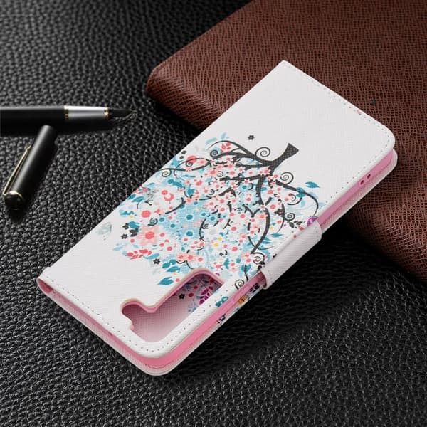 Wonderland Samsung Galaxy S22 Plus Flip Etui - Blomst Træ Multicolor
