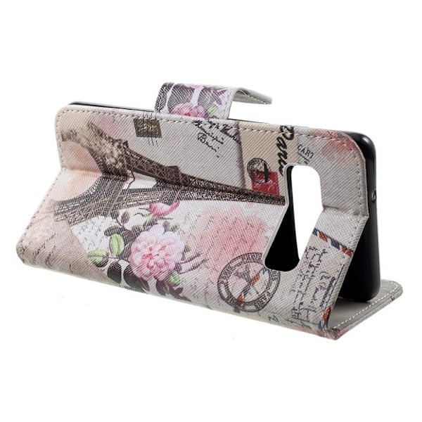 Samsung Galaxy S10 risti pintainen nahkainen flip suojakotelo - Eiffel Torni Multicolor