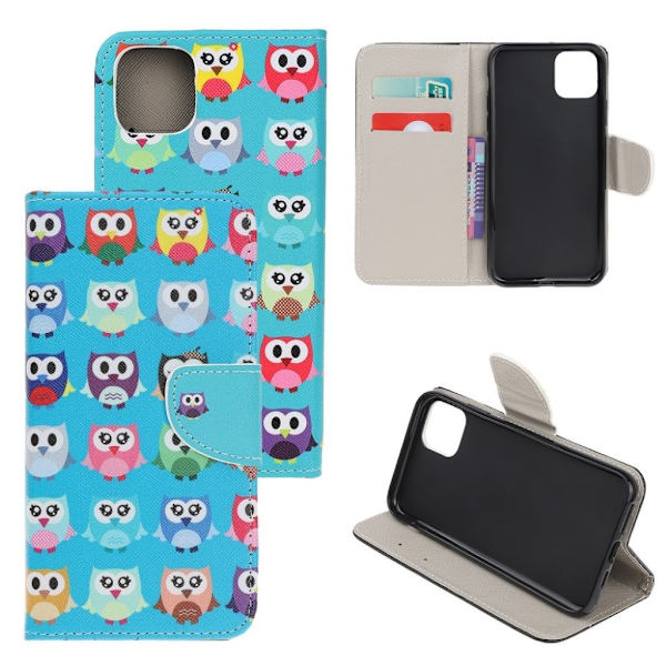 Wonderland iPhone 13 Mini flip-etui - Søte Ugler Multicolor