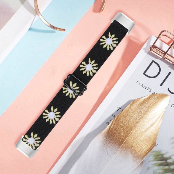 Fitbit Luxe cute daisy nylon watch strap - Black / Daisy Svart