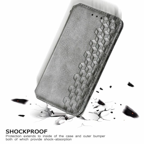 Nahkakotelo With A Stylish Rhombus Imprint For Sony Xperia 1 IV - Harmaa Silver grey