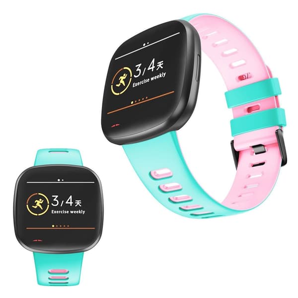 Fitbit Versa 3 tofarget silikonklokkearmbånd - Cyan / Rosa Multicolor