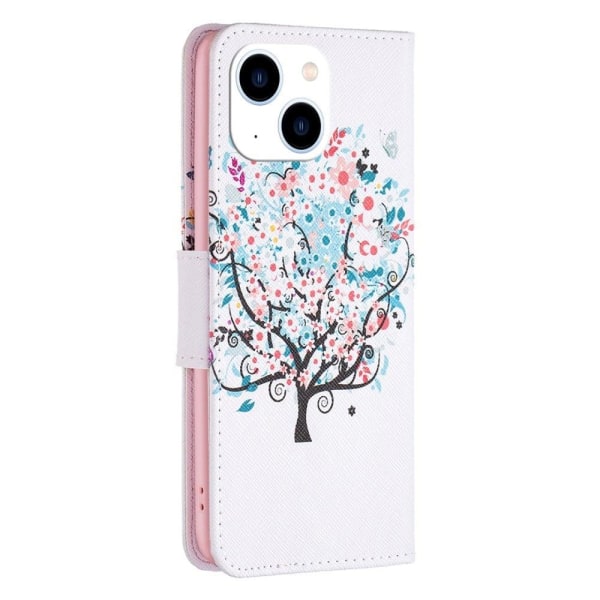 Wonderland iPhone 14 flip etui - Blomstertræ Pink