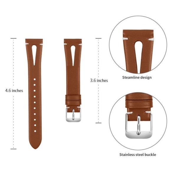 Genuine leather watch band for Fitbit Versa - Brown Brun
