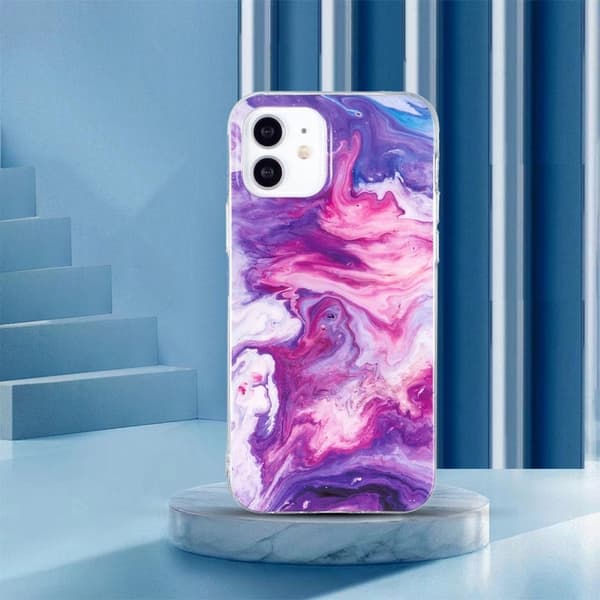 Marble iPhone 12 / 12 Pro Etui - Rød Multicolor