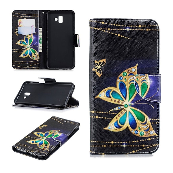 Samsung Galaxy J6 Plus (2018) kuviollinen synteetti nahkainen suojakotelo magneetti lukolla - Kaunis Perhonen Multicolor