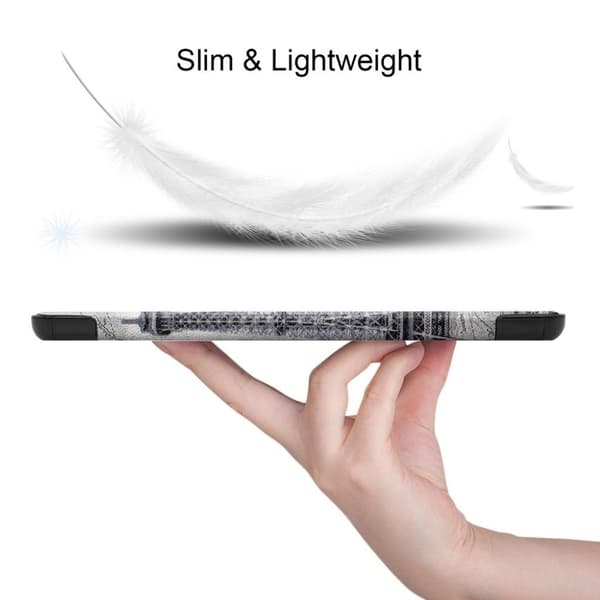 Cool mønster læder flip etui til Lenovo Chromebook Duet - eiffel tårnet Silver grey