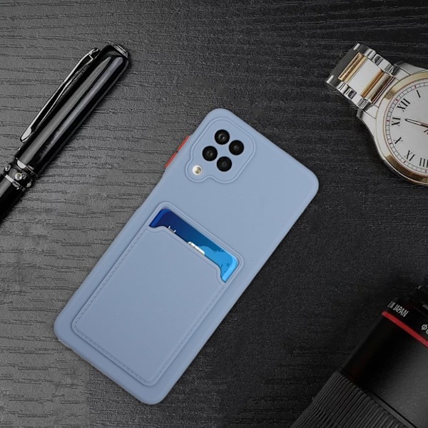 Card Holder Deksel til Samsung Galaxy A12 5G - Blå Blue