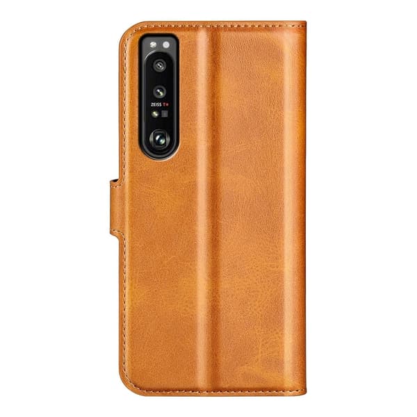 Hållbart konstläder Sony Xperia 1 IV fodral med plånbok - Gul Gul