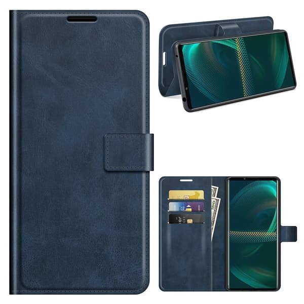 Sony Xperia 5 III nahkainen lompakokkotelo - Sininen Blue