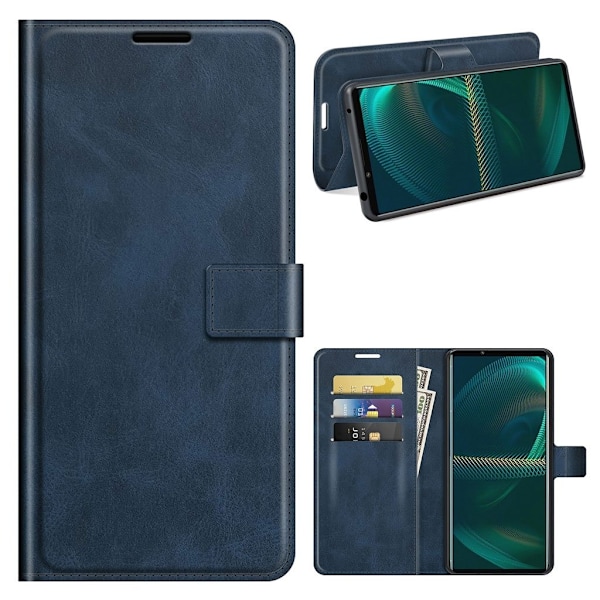 Wallet-style Læder Etui til Sony Xperia 5 Iii - Blå Blue