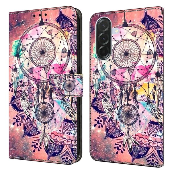 Samsung Galaxy A36 5G Plånboksfodral Mönster Tryck Stativ Läder Flip Telefonskal - Vindspel Rosa