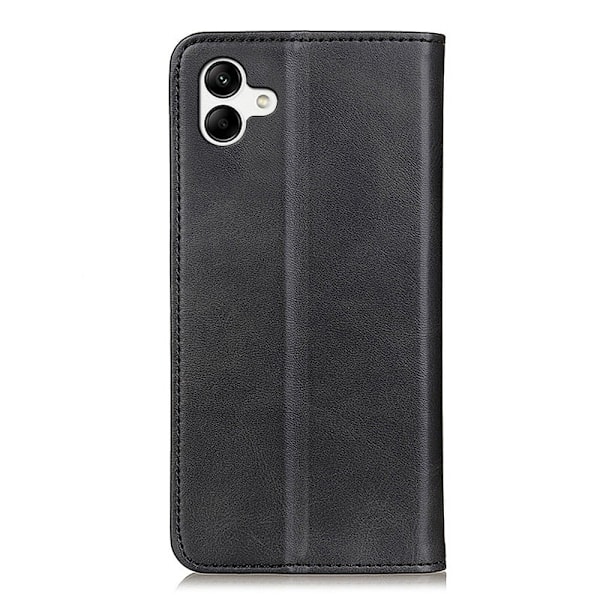 Lompakko-style Aitoa Nahkaa Läppäkotelo For Samsung Galaxy A04 - Musta Black