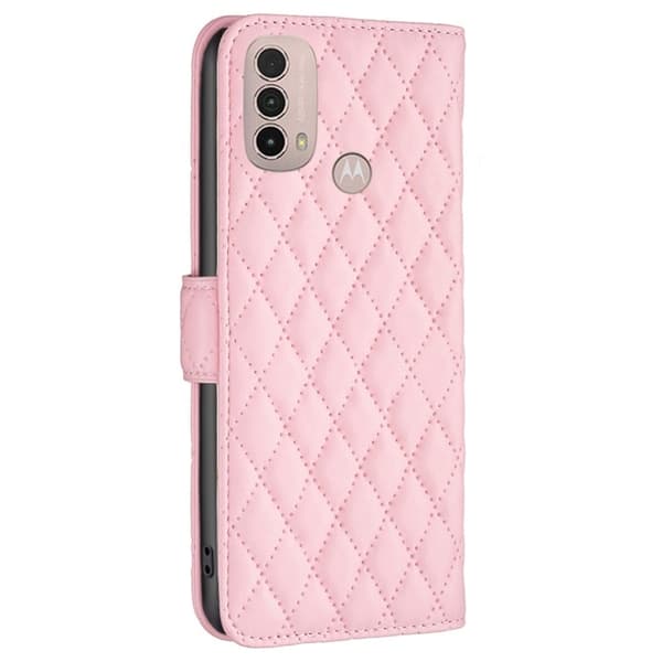 Rombemønster, matt flip-deksel for Motorola Moto E30 / Motorola Moto E40 - Rosa Pink