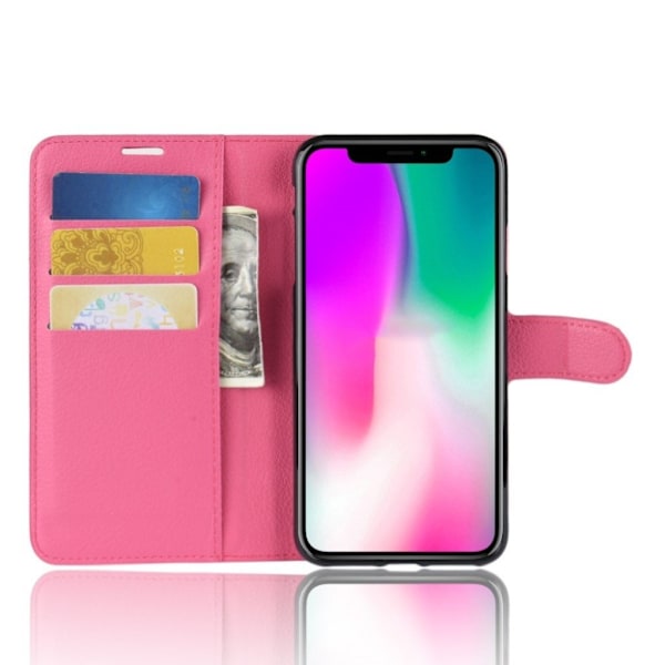 iPhone Xr litchi tekstur læder flip cover - Rose Pink
