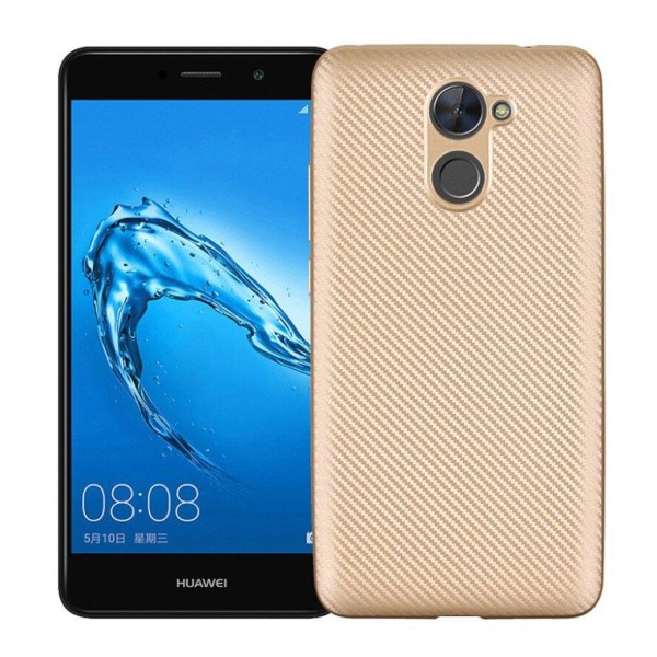 Huawei Y7 (2017) mobilskal i TPU material mjuk skyddande kolfibe Guld