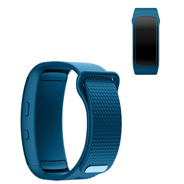 Samsung Gear Fit2 simple silicone watch band - Blue Size: S Blå