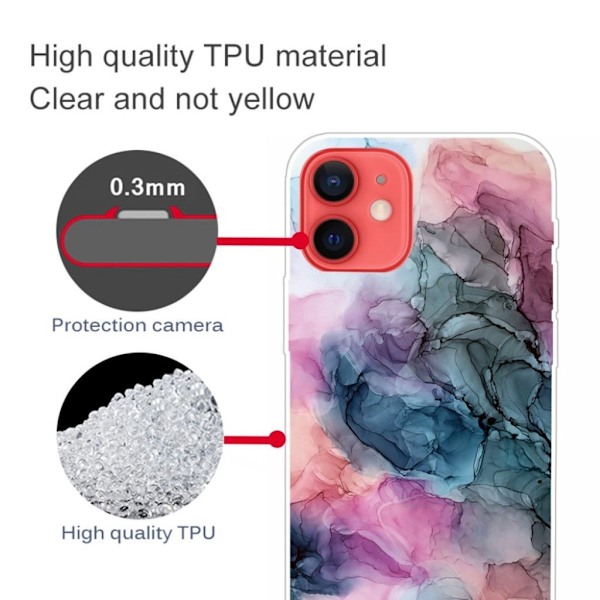 Marble design iPhone 13 cover - Osmose Af Rosa Og Grøn Multicolor
