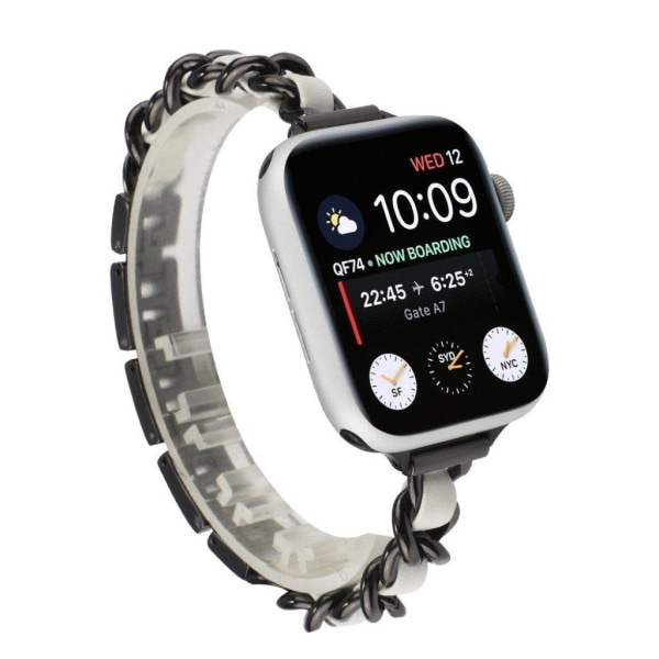 Urrem i rustfrit stål + læder til Apple Watch Series 6 / 5 40mm - Sort / Hvid Black