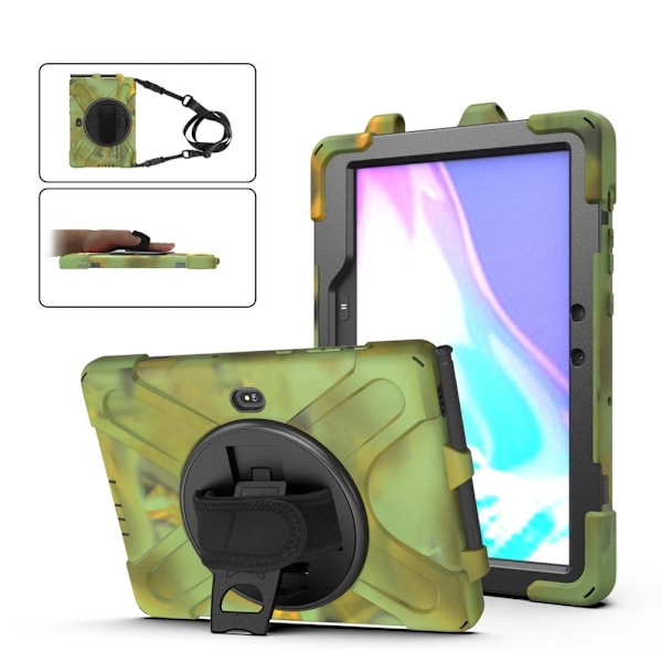 Samsung Galaxy Tab Active Pro / Active4 Pro X-formet silikondeksel med stropp - Kamuflasje Green