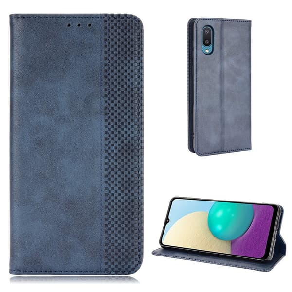 Bofink Vintage Samsung Galaxy M02 / A02 Lær Etui - Blå Blue