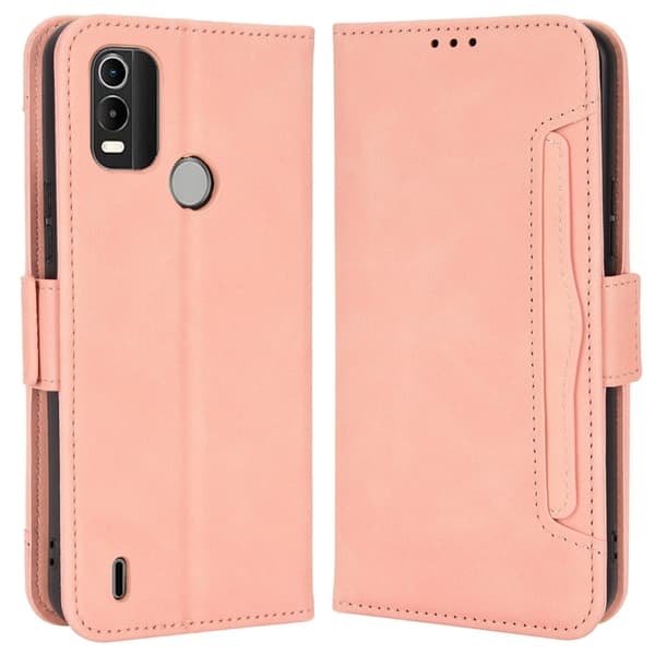 Lommebok-etui i moderne skinn-design Nokia C21 Plus - Rosa Pink