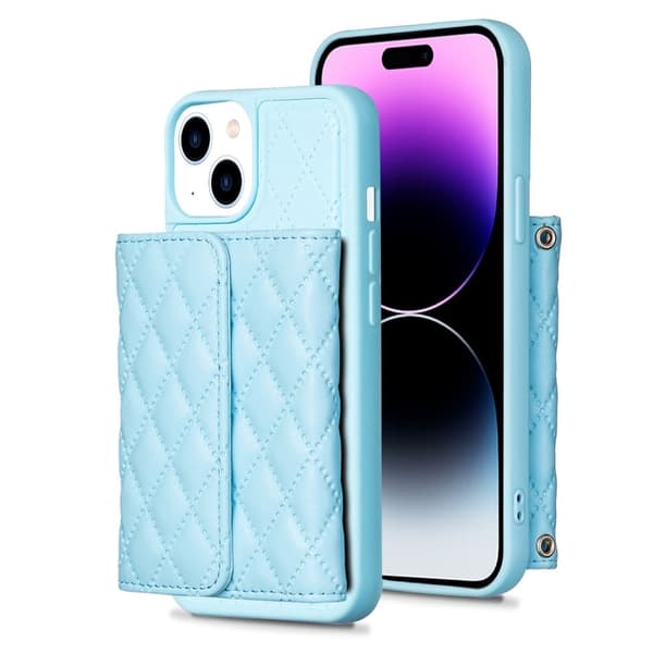 Stilig og allsidig rombe lommebokdeksel for iPhone 14 / iPhone 13 Blue