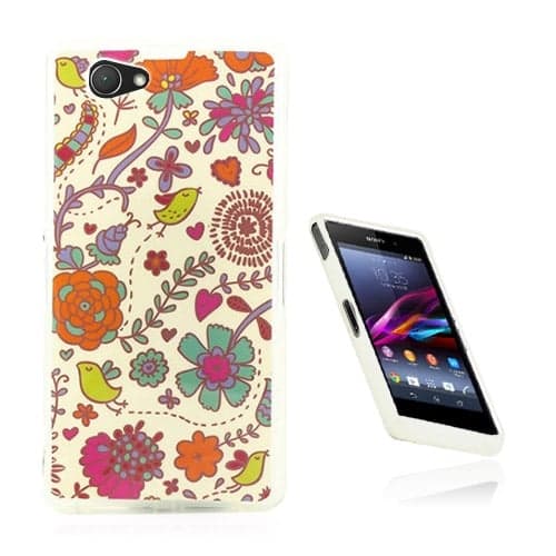 Westergaard Sony Xperia Z1 Compact Deksel - Cartoon Fugler Og Blomster Multicolor
