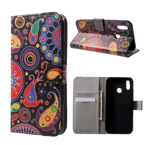 Huawei P20 Lite Printet Mønster PU læder flip etui - Paisley blomst Multicolor