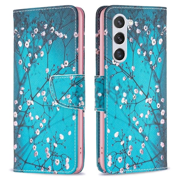Wonderland Samsung Galaxy S24 flip-etui - Plommeblomst Blue