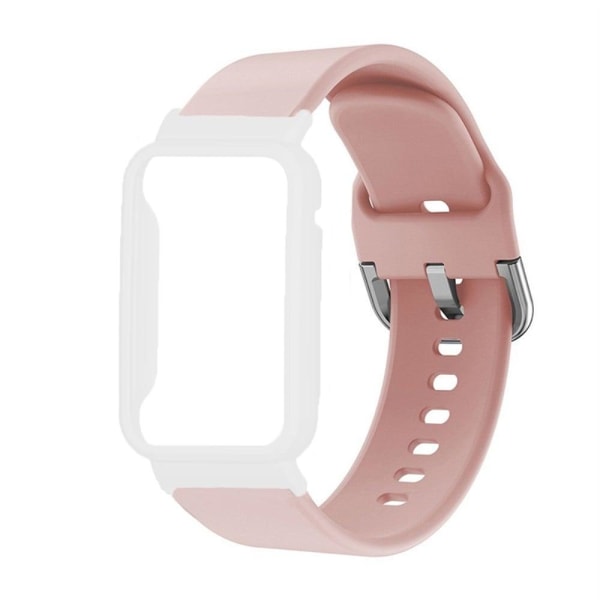 Silicone watch strap with cover for Xiaomi Mi Band 7 Pro - Pink / White Pink