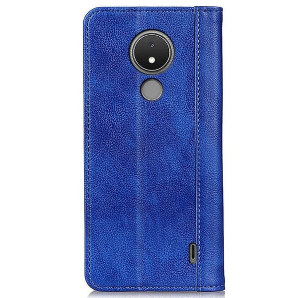 Ekte lærdeksel med magnetisk lukking for Nokia C21 - Blå Blue