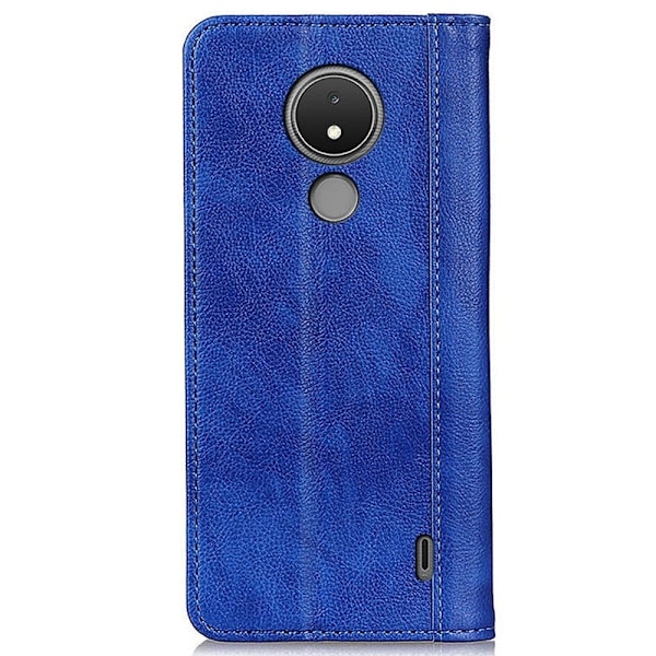 Nokia C21 ægte læderetui med magnetisk lukning - Blå Blue