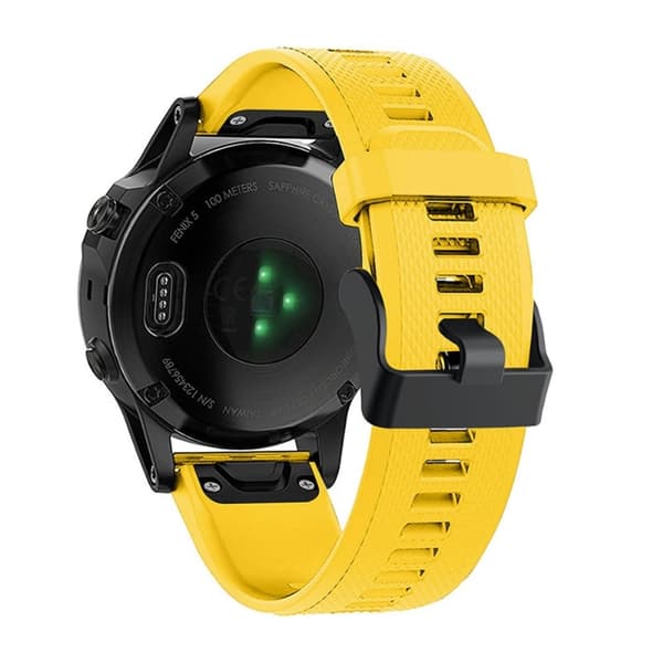 Garmin Fenix 7 justerbar silikonrem med svart spänne - Gul Gul