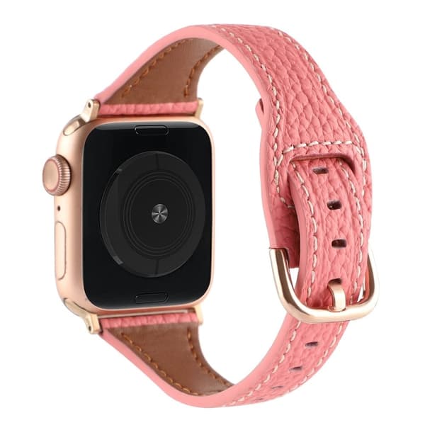 Apple Watch Series 8 (41mm) urrem i ægte læder - Dyb Pink Pink