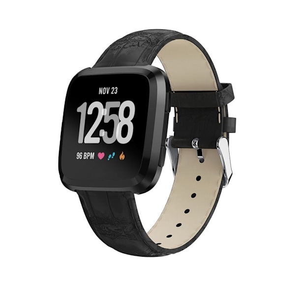 Krokotiilitekstuurinen vaihtoranneke Fitbit Versa-kellolle - Musta Black