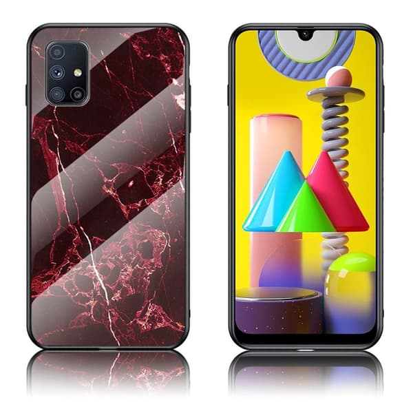 Fantasy Marble Samsung Galaxy M31s Cover - Blood Rød Marmorkugle Red