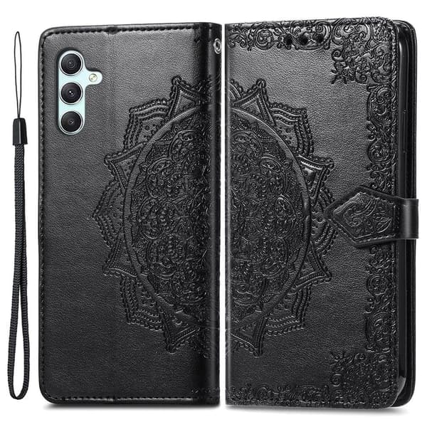 Mandala läder Samsung Galaxy A55 fodral - Svart Svart