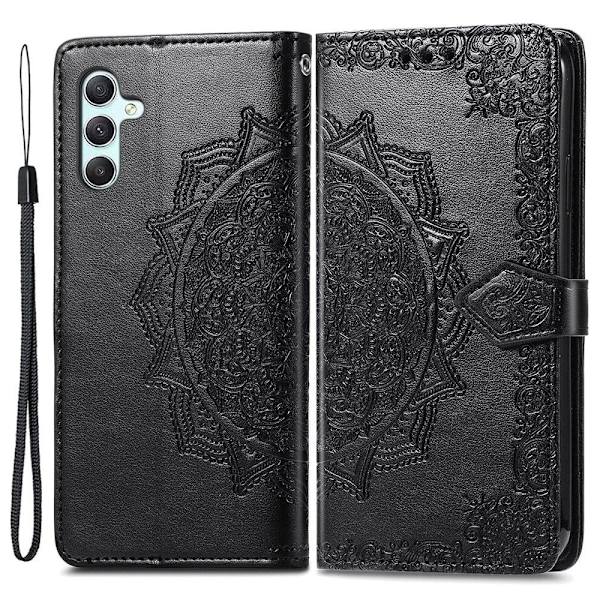 Mandala Samsung Galaxy A55 nahkakotelo - Musta Black