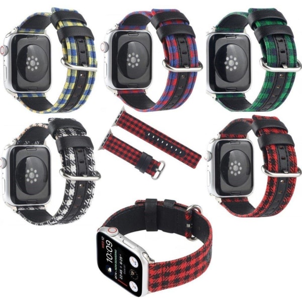 Apple Watch Series 6 / 5 44mm plaid nylon watch band - Black / W White