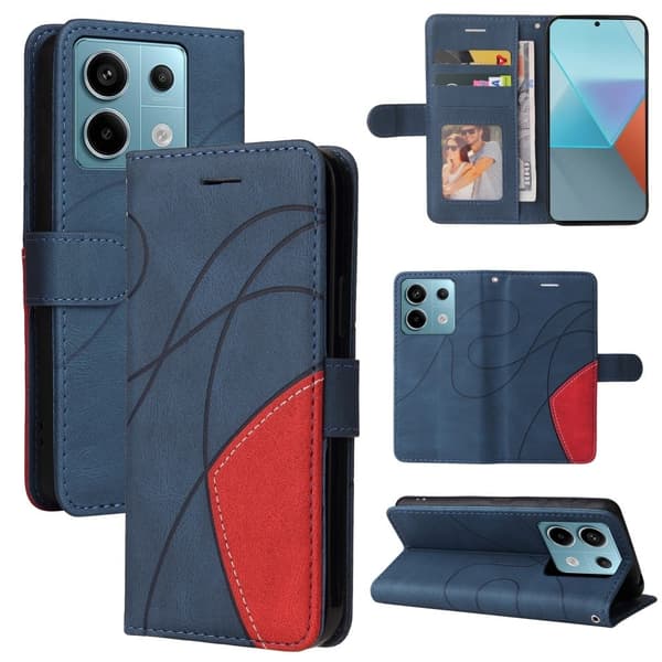 Teksturert læretui med stropp for Xiaomi Poco X6 / Xiaomi Redmi Note 13 Pro - Blå Blue