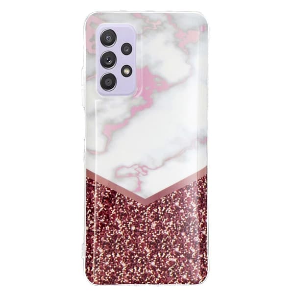 Marble Samsung Galaxy A52 5G Etui - Hvid Marmor og Glitter Multicolor