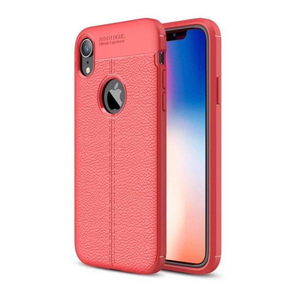 iPhone XR mobilskal silikon litchi textur - Röd Röd