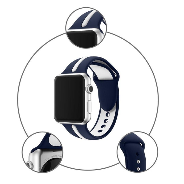 Apple Watch 38mm Silikone rem - Blå/hvid Blue