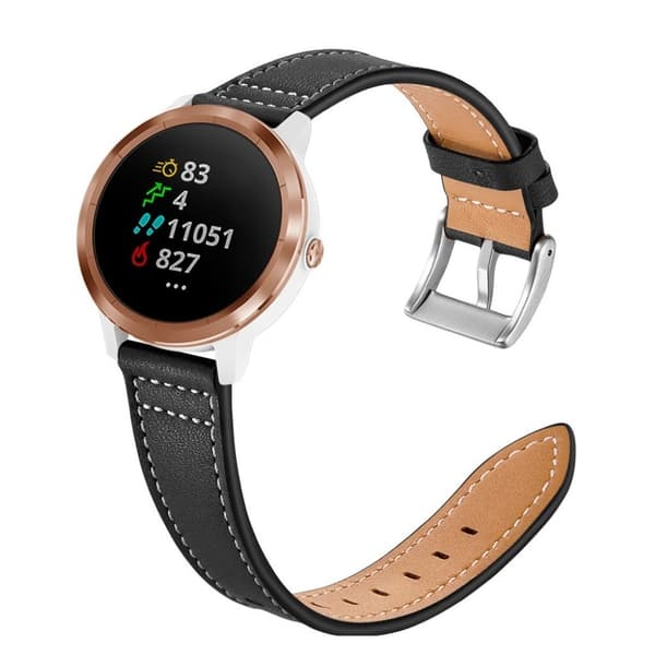 Garmin Vivoactive 3 / Vivomove HR læder Læder Urrem - Sort Black