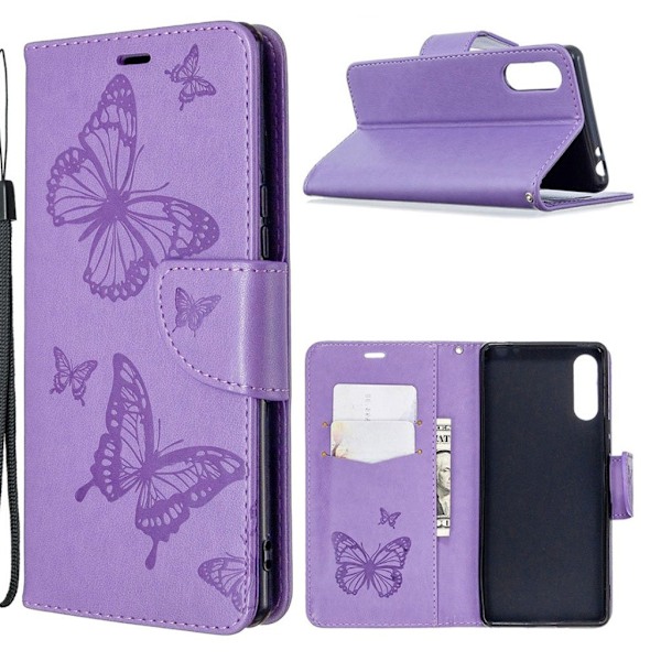 Butterfly läder Sony Xperia L4 fodral - Lila Lila