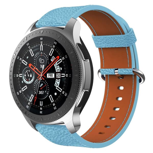 Samsung Gear S3 Classic / S3 Frontier / Galaxy Watch 46mm ægte læder Urrem - Himmelblå Blue