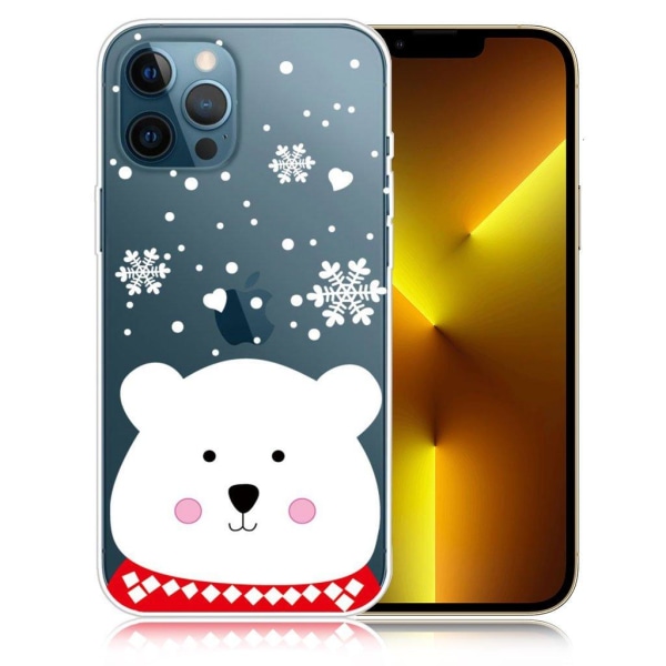 Christmas iPhone 13 Pro Max Suojakotelo - Chubby Bear White
